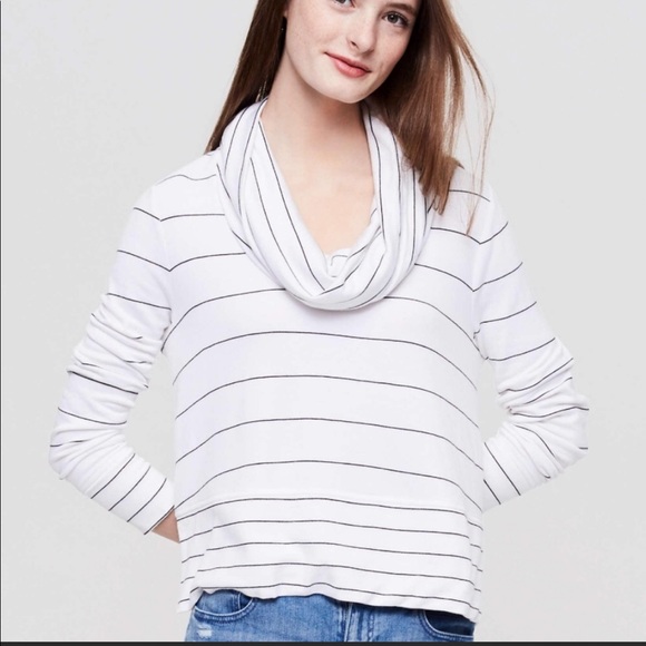 Lou & Grey Buttery Soft Mixed Stripe Cowl Neck Pullover, size Medium 🖤 - Picture 12 of 13